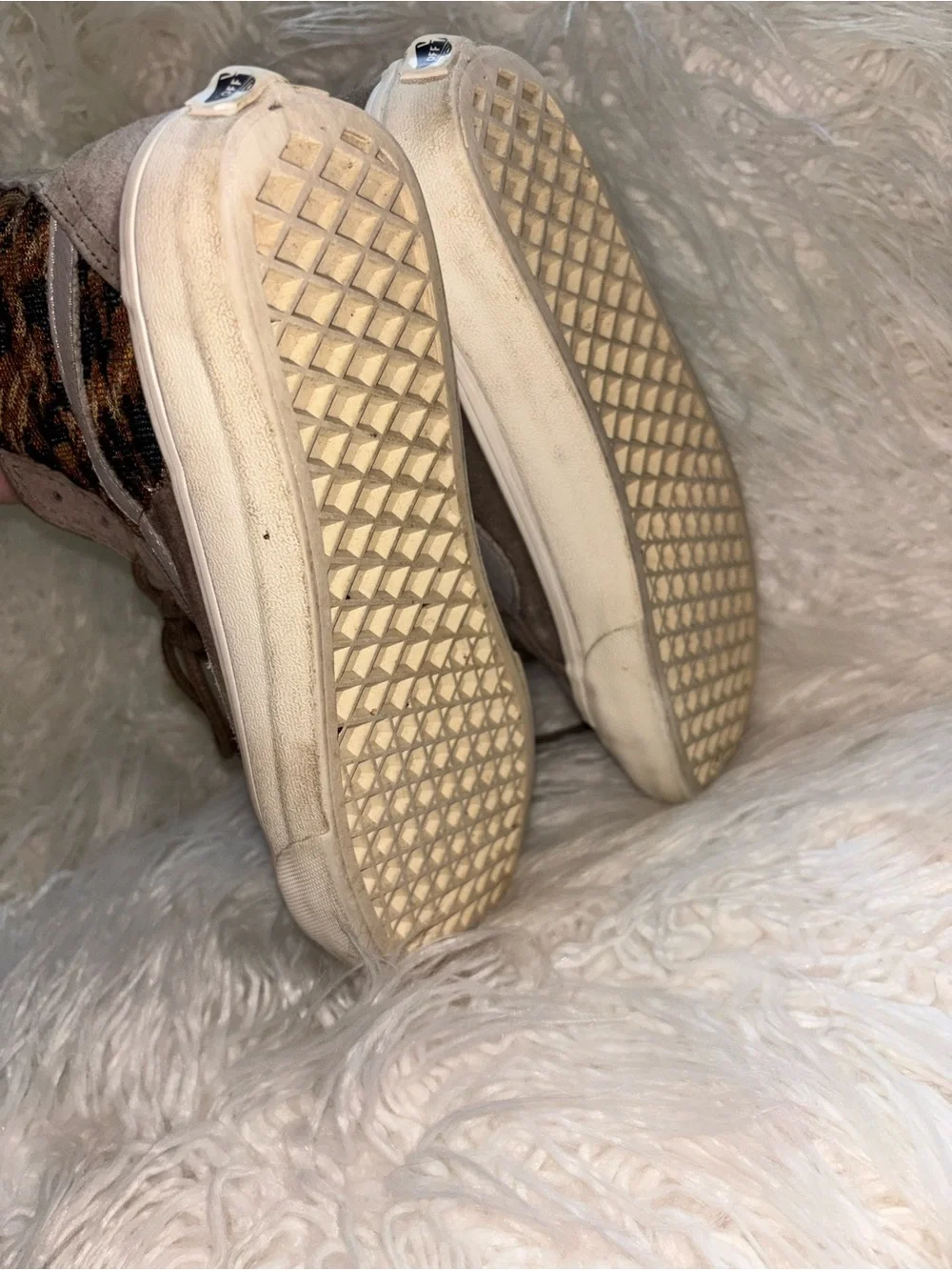 Vans High-Top Suede Sneakers with Leopard Panels - Brown